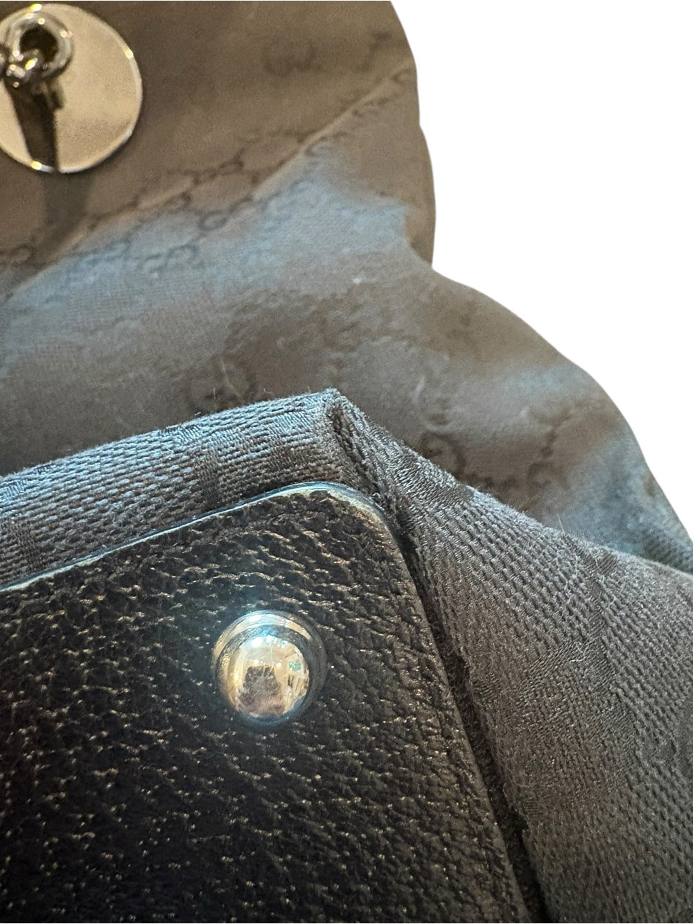 Gucci Black Jacquard GG Canvas Tote Silver Hardware Discs Tom Ford Shoulder Bag - Picture 12 of 15